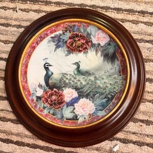 Lily Chang Tranquility Gardens of Paradise Collection Plate & Wooden Mount